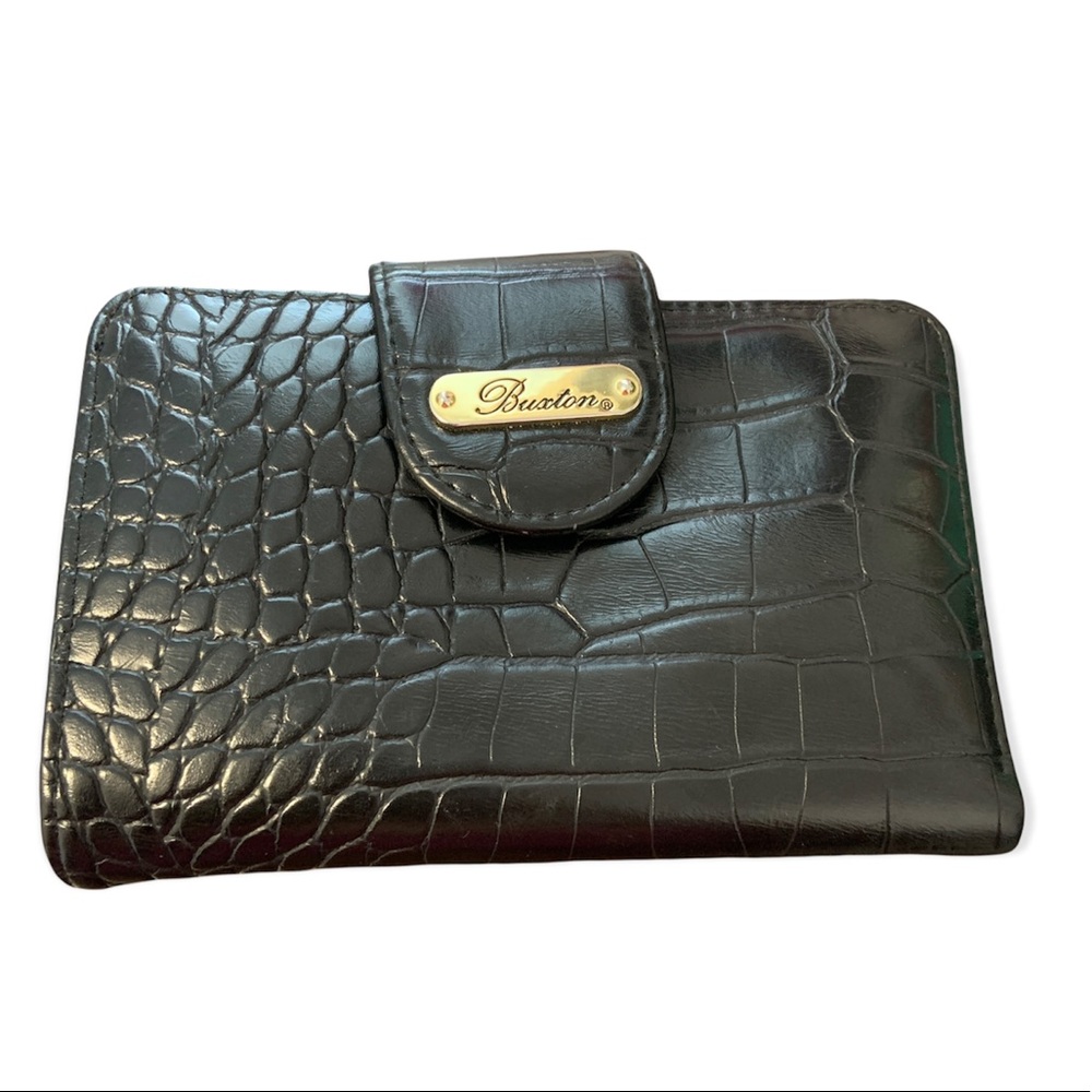Buxton Women's Croco Black Wallet